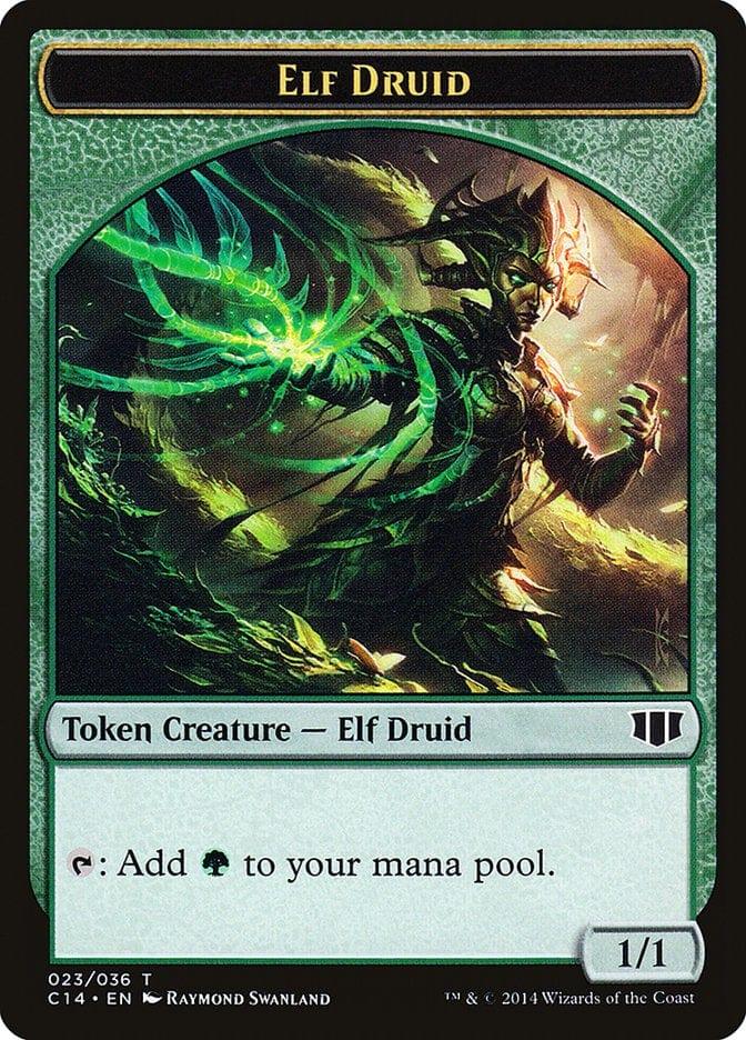 Magic: The Gathering MTG Single Elf Druid // Beast (020/036) Double-sided Token [Commander 2014 Tokens]