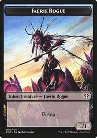 Magic: The Gathering MTG Single Faerie Rogue // Thopter Double-sided Token [Commander: Zendikar Rising]