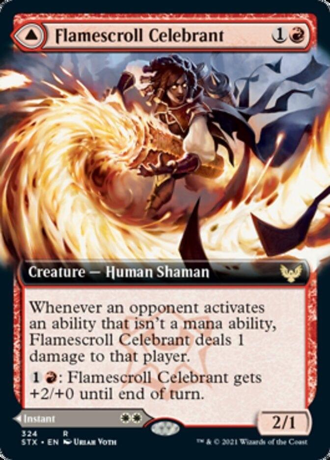 Magic: The Gathering MTG Single Flamescroll Celebrant // Revel in Silence (Extended) [Strixhaven: School of Mages]
