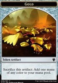 Magic: The Gathering MTG Single Gold (010) // Cat Dragon (009) Double-sided Token [Commander 2017]