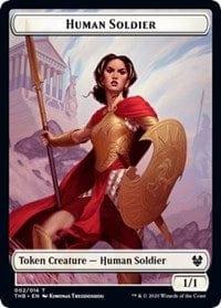 Magic: The Gathering MTG Single Human Soldier // Wolf Double-sided Token [Theros Beyond Death]