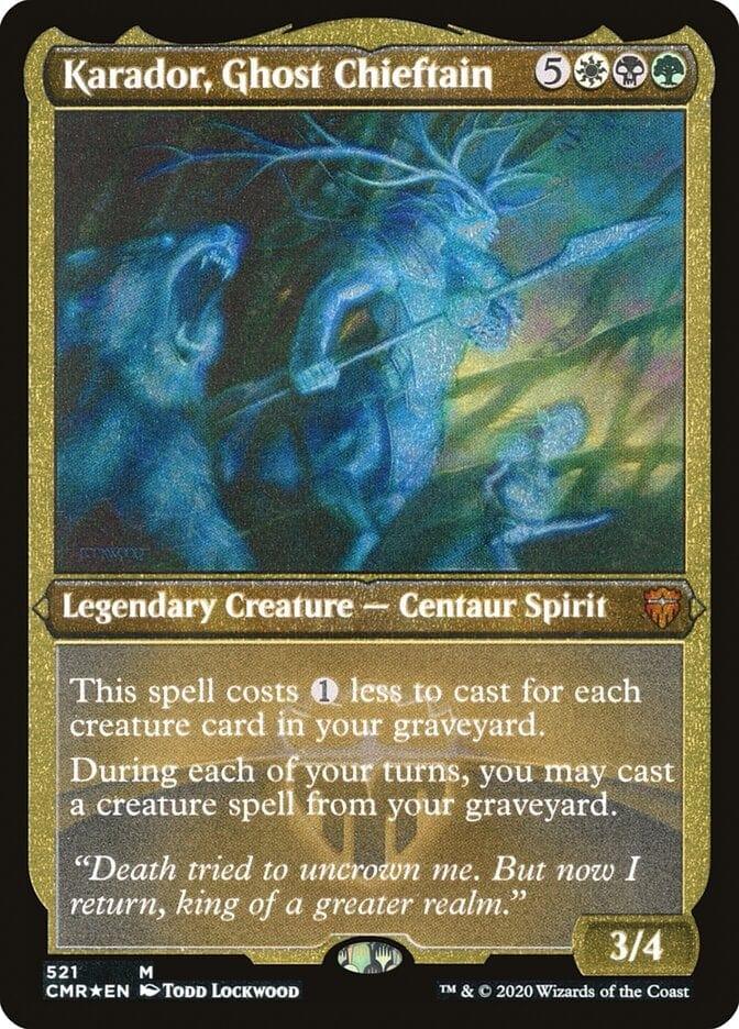 Magic: The Gathering MTG Single Karador, Ghost Chieftain [Commander Legends Etched]