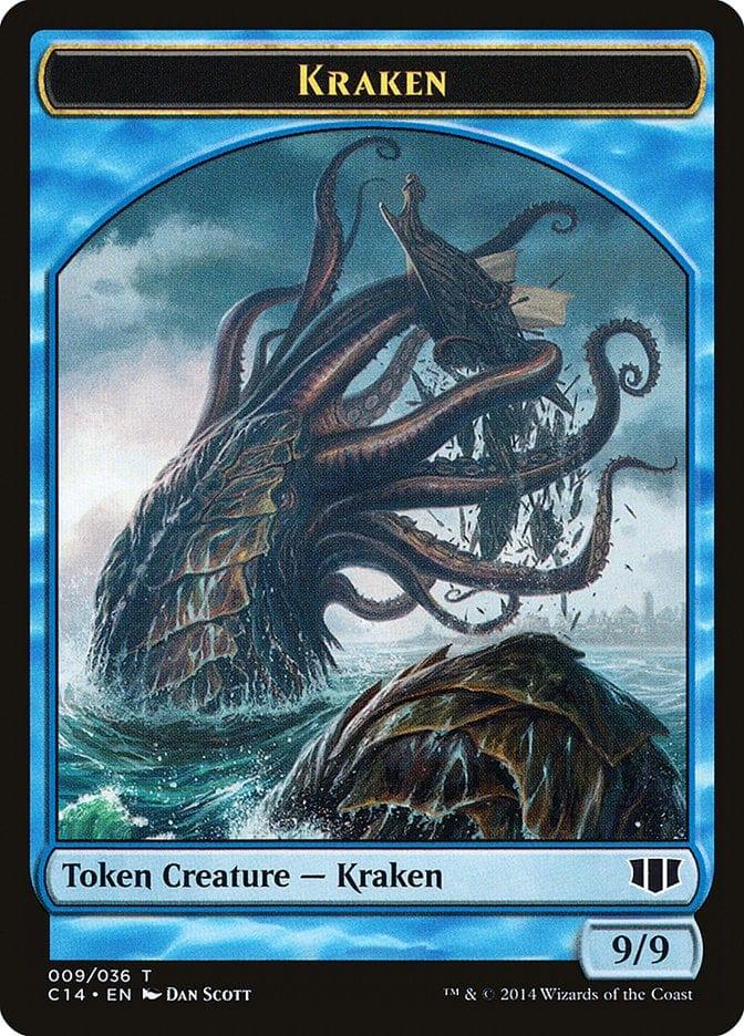 Magic: The Gathering MTG Single Kraken // Zombie (011/036) Double-sided Token [Commander 2014 Tokens]