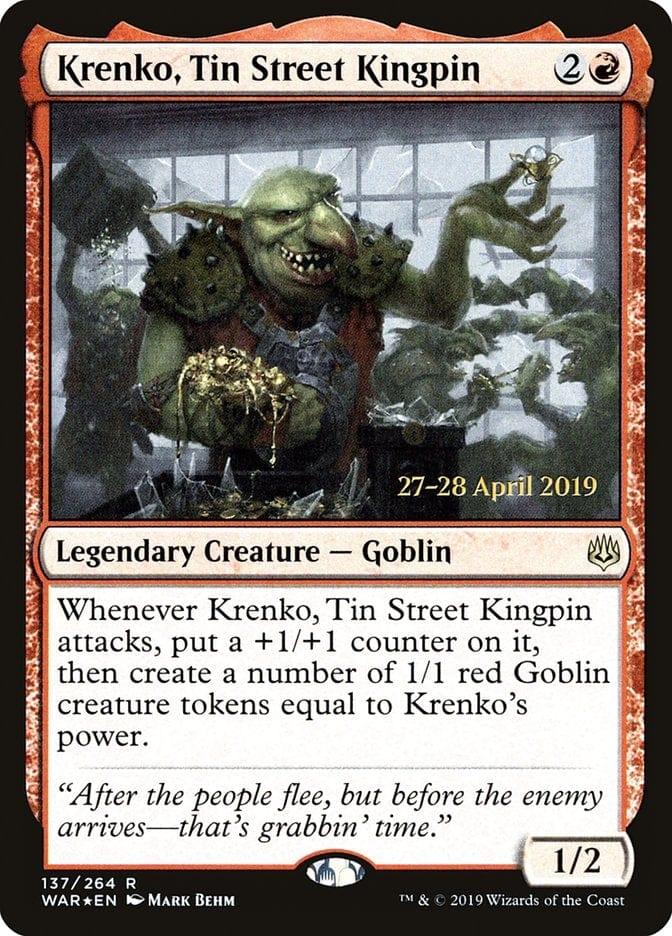 Magic: The Gathering MTG Single Krenko, Tin Street Kingpin  [War of the Spark Prerelease Promos]