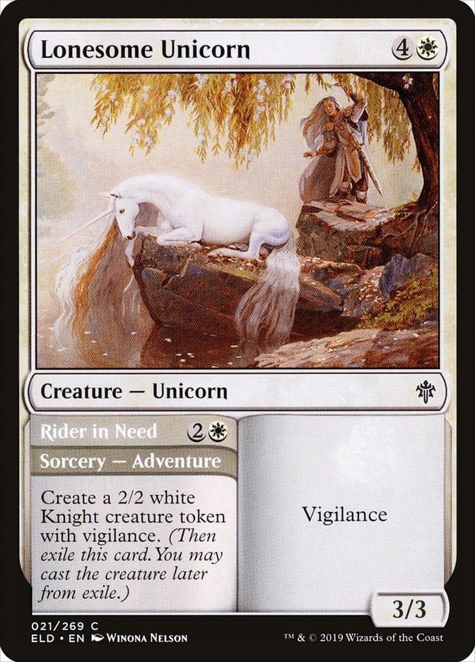 Magic: The Gathering MTG Single Lonesome Unicorn // Rider in Need [Throne of Eldraine]