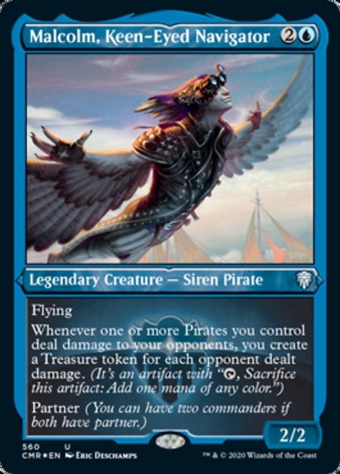 Magic: The Gathering MTG Single Malcolm, Keen-Eyed Navigator [Commander Legends Etched]