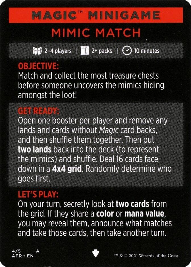 Magic: The Gathering MTG Single Mimic Match (Magic Minigame) [Adventures in the Forgotten Realms Minigame]