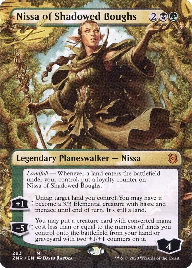 Magic: The Gathering MTG Single Nissa of Shadowed Boughs (Borderless) [Zendikar Rising Extended Art]