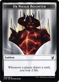 Magic: The Gathering MTG Single Ob Nixilis, Reignited Emblem // Zombie (010) Double-sided Token [Commander 2019]