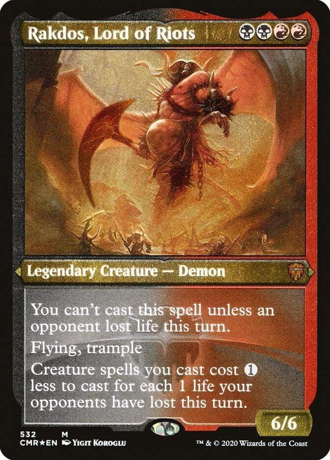 Magic: The Gathering MTG Single Rakdos, Lord of Riots [Commander Legends Etched]