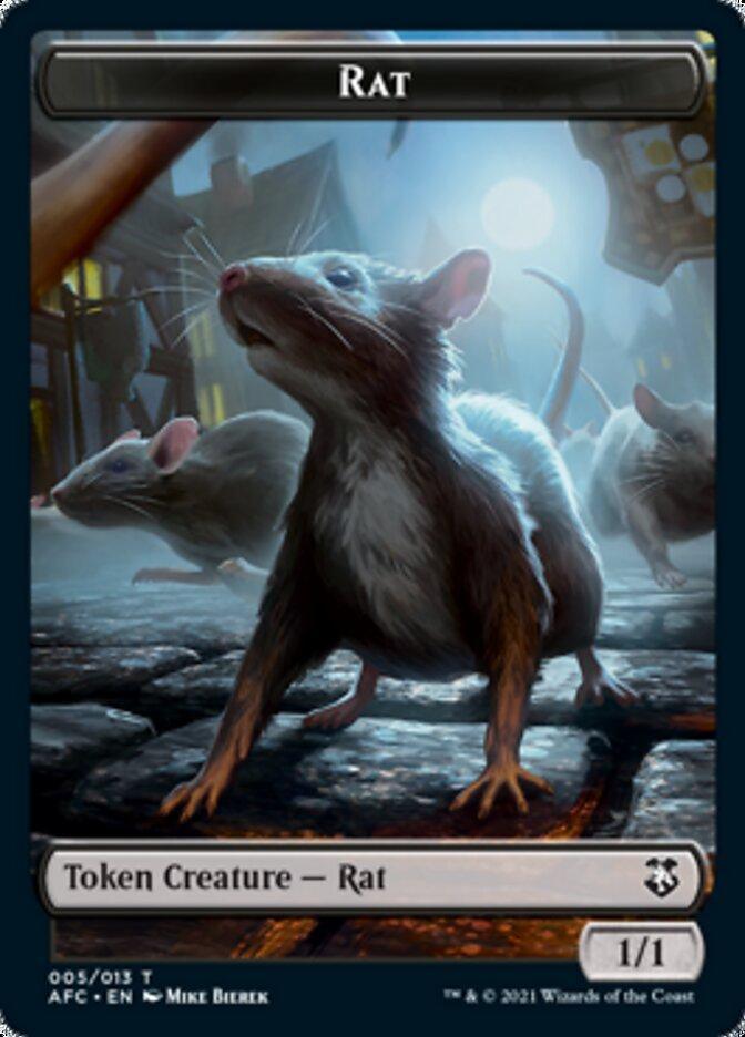 Magic: The Gathering MTG Single Rat // Zombie Double-sided Token [Dungeons & Dragons: Adventures in the Forgotten Realms Commander Tokens]