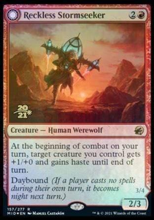 Magic: The Gathering MTG Single Reckless Stormseeker // Storm-Charged Slasher [Innistrad: Midnight Hunt Prerelease Promos]