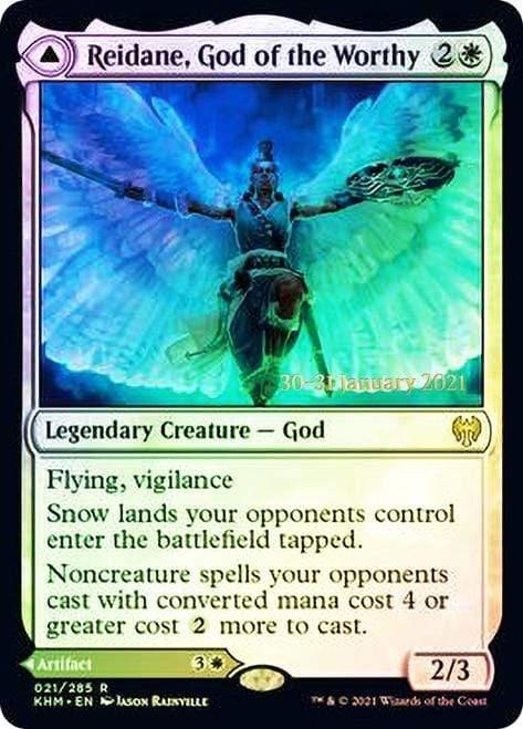 Magic: The Gathering MTG Single Reidane, God of the Worthy // Valkmira, Protector's Shield  [Kaldheim Prerelease Promos]