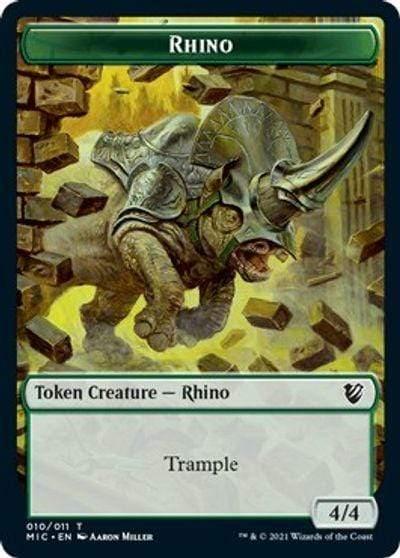 Magic: The Gathering MTG Single Rhino // Wolf Double-sided Token [Innistrad: Midnight Hunt Commander]