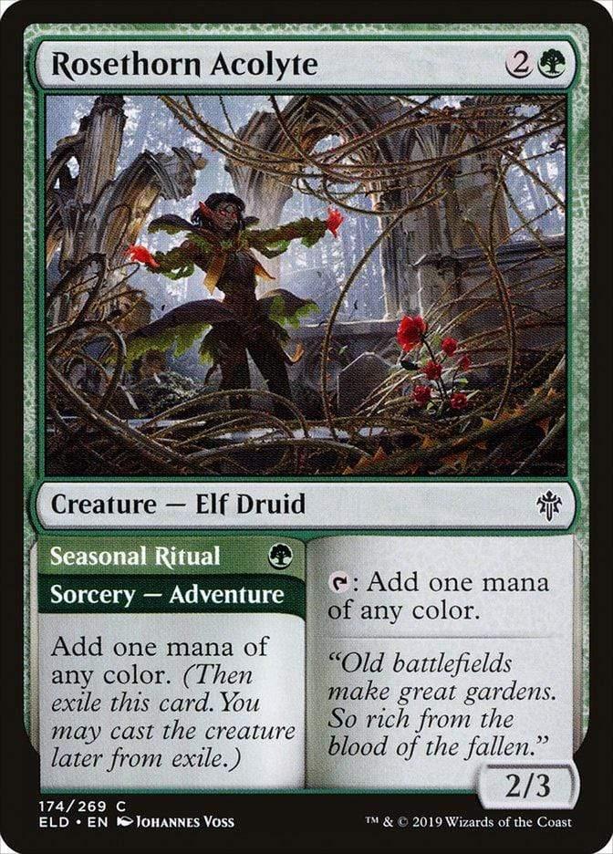 Magic: The Gathering MTG Single Rosethorn Acolyte // Seasonal Ritual [Throne of Eldraine]
