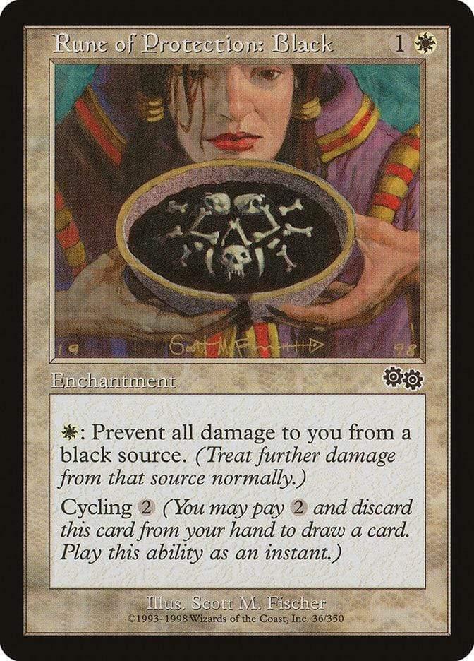 Magic: The Gathering MTG Single Rune of Protection: Black [Urza's Saga]