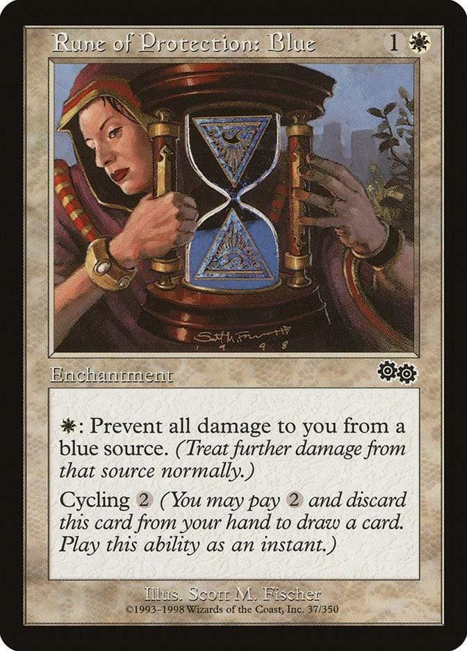 Magic: The Gathering MTG Single Rune of Protection: Blue [Urza's Saga]