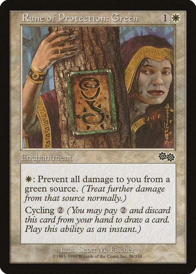 Magic: The Gathering MTG Single Rune of Protection: Green [Urza's Saga]