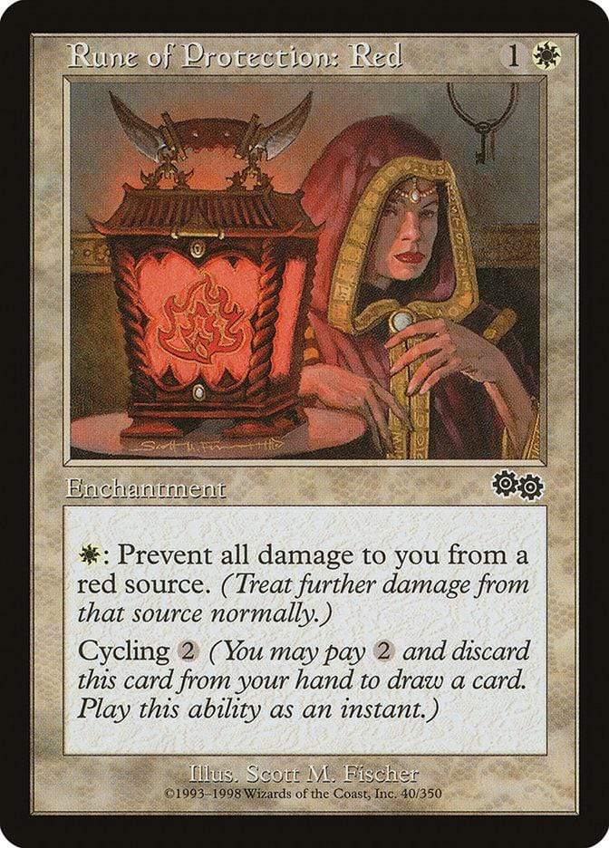 Magic: The Gathering MTG Single Rune of Protection: Red [Urza's Saga]