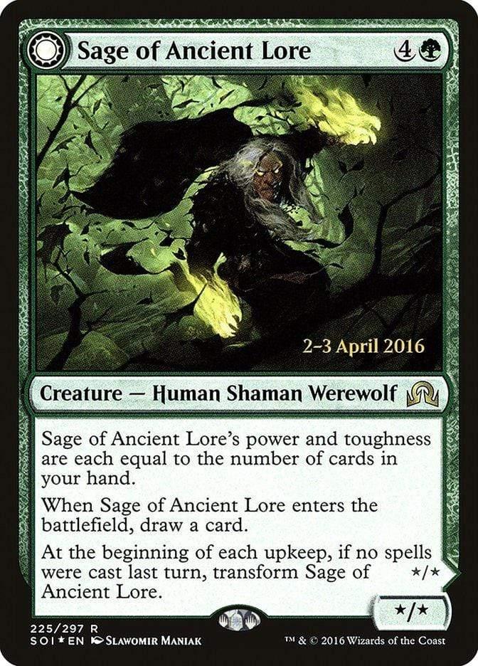 Magic: The Gathering MTG Single Sage of Ancient Lore // Werewolf of Ancient Hunger [Shadows over Innistrad Prerelease Promos]