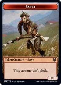 Magic: The Gathering MTG Single Satyr // Goblin Construct Double-sided Token (Challenger 2021) [Unique and Miscellaneous Promos]