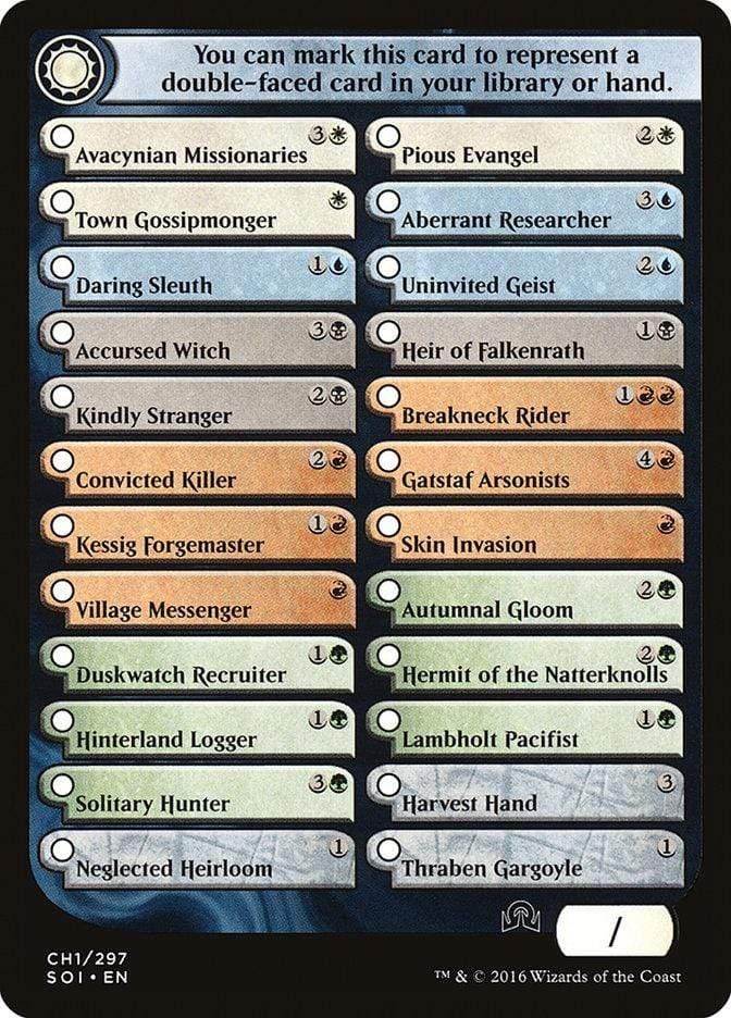 Magic: The Gathering MTG Single Shadows Over Innistrad Checklist 1 [Shadows over Innistrad Tokens]
