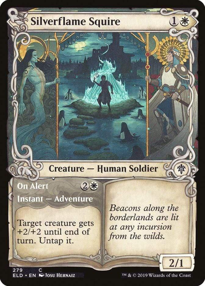 Magic: The Gathering MTG Single Silverflame Squire // On Alert (Showcase) [Throne of Eldraine]