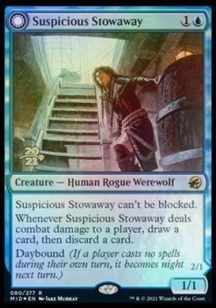 Magic: The Gathering MTG Single Suspicious Stowaway // Seafaring Werewolf [Innistrad: Midnight Hunt Prerelease Promos]