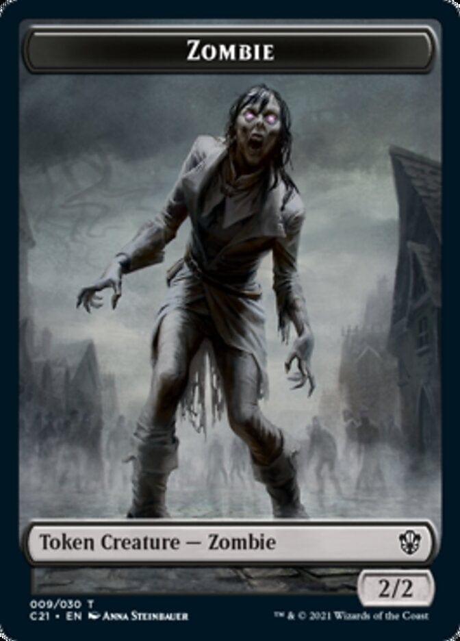 Magic: The Gathering MTG Single Zombie // Spirit Token [Commander 2021 Tokens]